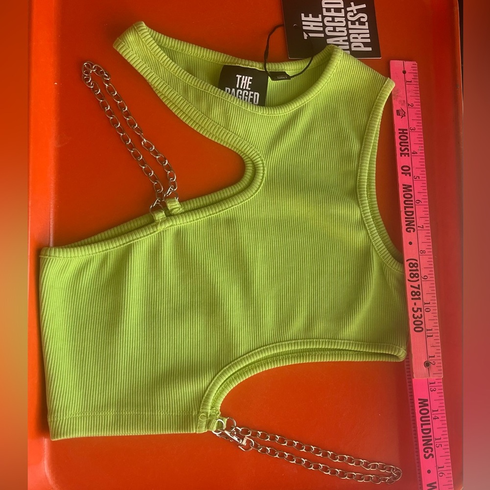 Ragged Priest NWT green tank w cutouts & silver chains